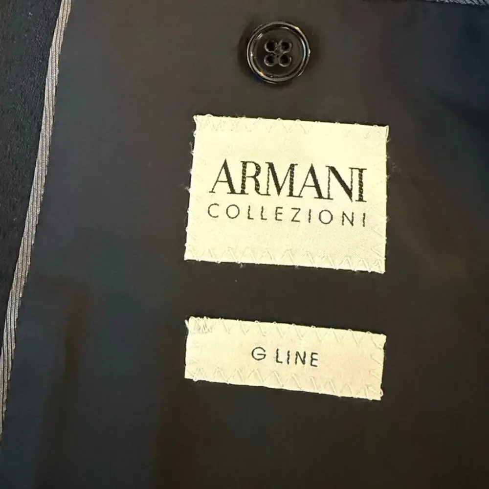 ARMANI COLLEZIONI  Black Cheron Patterned G Line Sport Coat Jacket Blazer 48 R